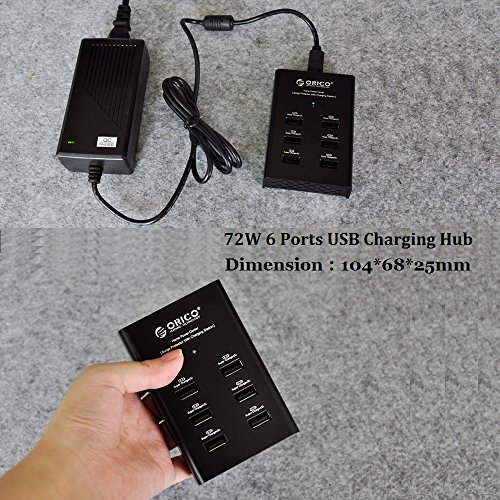 ORICO DUB-6P 72W 6 Ports USB Charging Hub with 12V/6.5A Power Adapter for Smartphones,Tablets and Portable Power Banks - 3