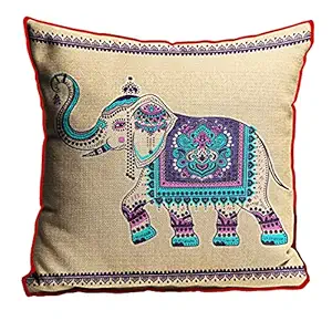 DreamVio Jute Exclusive Decorative Throw/Pillow Covers, Cushion Covers for Living Room, Bed Room, Sofa,Chairs Pack/Set of 1 (Multicolour, Size 16 x 16 Inches)