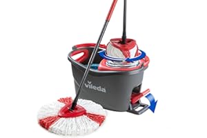 Vileda Turbo Sistema lavapavimenti Rotante con Secchio e Pedale, Manico telescopico, Lavapavimenti con strizzatura a centrifuga, Fiocco 2in1 Microfibra, Lavapavimenti sostenibile, Love it Clean