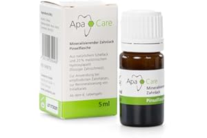 ‎APA CARE Apa Care mineralisierender Zahnlack mit 20% medizinischem Hydroxylapatit (flüssiger Zahnschmelz) | auf Schellack-Basis | selbsthärtend | Pinselflasche 5 ml