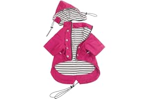 Pethiy- Elegante Chubasquero para Perro,Impermeable Abrigo con Botones Reflectantes y Bolsillos, Resistente a la Lluvia/al Agua,con Capucha extraíble, para pequeños y medianos Perros-Rosa-XL