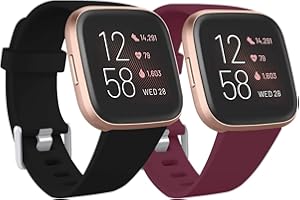 Ouwegaga Cinturino di Ricambio in Silicone Compatibile con Fitbit Versa Cinturino/Fitbit Versa Lite Cinturino/Fitbit Versa 2 Cinturino, Piccolo Grande, 2 Pack