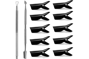 I.B.N Nagelhautschieber Edelstahl mit 10pcs Nagellackentferner Clips, Pusher Schaber Spatel für Nagelhaut und Entfernen Gel Nagellack Maniküre Pediküre Werkzeuge Set