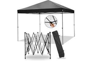 HOTEEL Gazebo Esterno Resistente con Borsa a Ruote, Pieghevole Impermeabile Tendone da Giardino,Tenda Padiglione Pop Up per Feste Campeggio Commerciale(3 per 3m Nero)