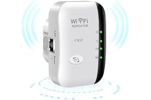 CRST WiFi Booster 300Mbps WiFi Extender with Ethernet Port, 2.4GHz WiFi Extender Booster,Support Repeater/Router/AP Mode & WPS,1-Tap Setup,Compatible with All Network Routers,UK Plug