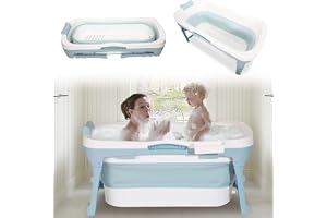 Ikodm Vikbart badkar vuxna 149 x 60 x 50 cm, vuxen vikbar badkudde med lock och massagerullar & korg fällbart badkar hopfällb