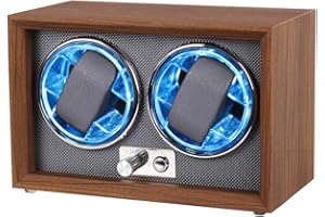 PXIN Automatic Watch Winder with LED Light Soft Flexible Watch Pillow AC Adapter Quiet Motor 4 Rotation Modes 2 Slots