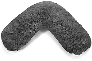 NIGHTZONE Night Zone Teddy V Shaped Complete V Pillow or V Case Only For Neck Maternity Back Support Soft Warm Plush Cosy Fleece V Shape Cover (Teddy Cuddles Charcoal, Teddy Cover With V Pillow)