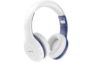 EarFun K2 Słuchawki Bluetooth dla dzieci, z ograniczoną głośnością, czas odtwarzania 40 godzin, wbudowany mikrofon, dźwięk stereo, składane słuchawki nauszne do szkoły, podróży, iPada, tabletu, białe