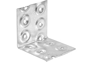 BPC Fixings Galvanised Nail Plate Angle Bracket 10-Piece Set, 75 mm Length x 75 mm Width