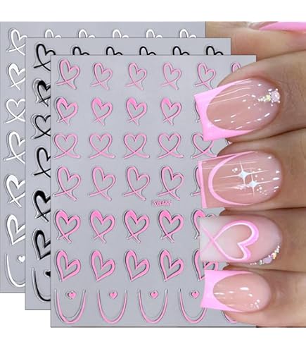Yamobi Nagelaufkleber Zum Valentinstag – 8 Blätter Mit Herz-Motiven, Selbstklebend & Einfach Anzuwenden
