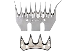 FARM & RANCH Lames de Remplacement pour Cisailles à Mouton, Lames de Tondeuse Professionnelles en Acier Inoxydable pour Moutons, Alpagas, ChèVres et Autres (9 Dents, Scimitar)