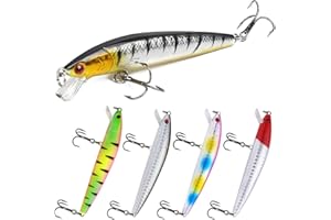 XUZOPIM 5 Pezzi Esca Galleggiante Artificiale, 10 Cm, Punta dell'Ago, Per Black Bass e Altri Pesci, 5 Colori