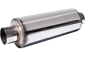 Simoni Racing ESR1 Silenziatore Sportivo Universale, Uscita Rotonda Dritta, Silenziatore di Scarico per Auto, Marmitta Dritta per Auto in Acciaio Inossidabile non lucidato