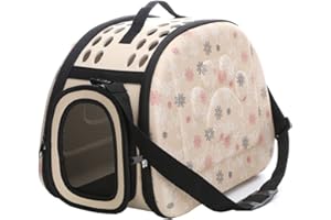 Yimidear Atmungsaktiv Falten Draussen hundetransportbox zum Hund Katze Komfort Reise Mittlere Größe katzenkorb Haustier Träger (Beige)