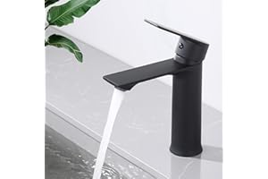 HOMELODY Robinet Lavabo Noir Mitigeur Salle de Bain Robinet Vasque Mitigeur Lave Main eau chaude et froide Robinetterie Acier inoxydable