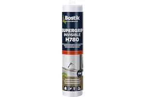 Bostik H780 Supergrip Invisible, Adhesivo Transparente Universal, Para pegado de elementos pesados delicados, Certificación Alimentaria, Transparente Cartucho 310 mL
