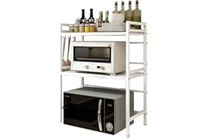 Vinteky Soporte Microondas, Estante Microondas Ajustable de 3 Niveles, Estante para Horno de sobre Encimera de Cocina, Armario de Cocina, Blanco