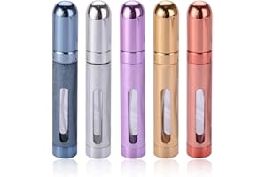 ZKSMNB 12ml Perfume Bottles (5pcs Travel Refillable Perfume Atomizer Spray Bottle, Fragrance Empty Bottle with Window, Fits in Your Purse, Pocket or Luggage (Silver，Blue，Red, Gold, Purple)