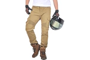 oFzimTo Motorradhose Herren mit Protektoren, Motorrad Jeans Herren, Klassisch Motorrad Hosen Herren, für Winter und Sommer Geeignet (Khaki,L)