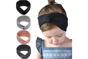 freesiom Lot de 4 Bandeau Bébé Fille Cheveux Lapin Oreille Kawaii Elastique Hairband Enfant Serre Tête Accessoires Naissance Baptême Noël Noir Rose Pale