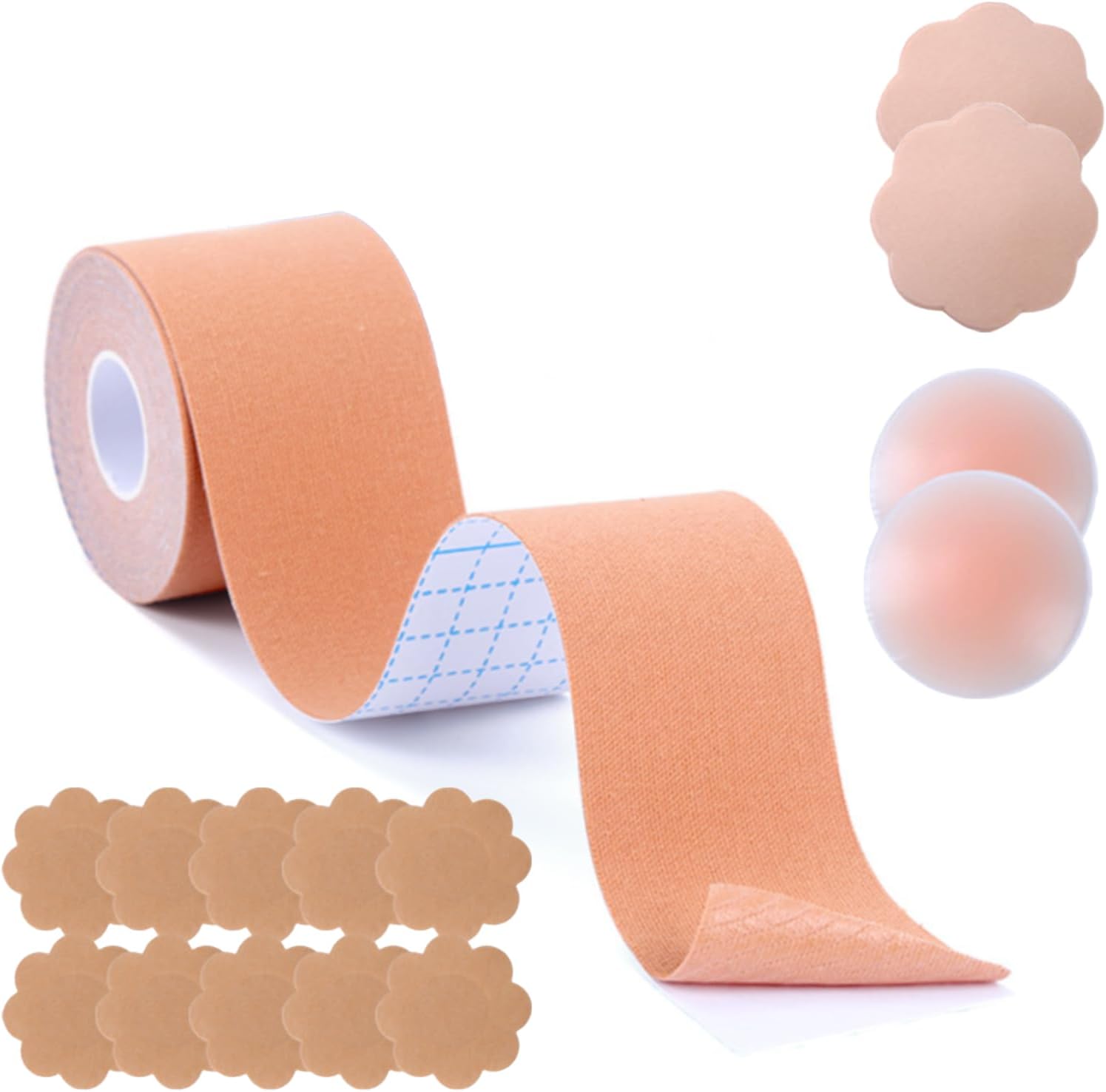 Zynxel Boob Tape 5m, Sujetadores Adhesivos para Mujer Push Up, Pezoneras Adhesivas Invisibles y Reutilizables, para Sujetadores sin Espalda, Vendas Sujetadoras para Mujer Copa A-E
