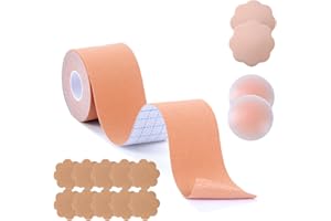 Zynxel Boob Tape 5m, Sujetadores Adhesivos para Mujer Push Up, Pezoneras Adhesivas Invisibles y Reutilizables, para Sujetadores sin Espalda, Vendas Sujetadoras para Mujer Copa A-E