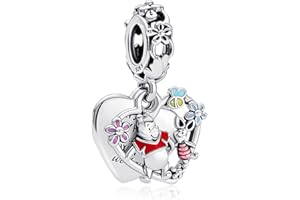 H.ZHENYUE Jewelry Family Heart Beads fit Bracelet Necklace for Woman Girls,925 Sterling Silver Pendant Beads with Cubic Zirconia,Happy Birthday Christmas Halloween Valentine's Day Gifts