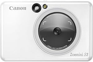 Canon Zoemini S2 Cámara Instantánea con Impresora Fotográfica de 8 MP – con Espejo, Anillo de Luz y Papel Fotográfico Zink Adhesivo (Blanco Perla)
