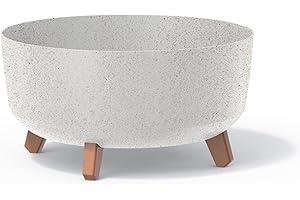 PROSPERPLAST Pot de fleurs bas 14,3L avec pieds amovibles et insert 380 mm, Blanc gres