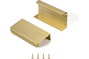Ndjiloik 10 Stück Versteckter Türgriff Schrankgriffe Möbelgriffe Moderne Küchengriffe Aluminium für Kleiderschrank Tür Schubladen,Golden,Gesamtlänge 80MM