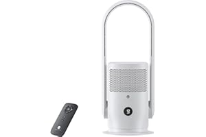 U ULTTY Ventilatore a Torre Senza Pale, ULTTY Silenzioso Ventilatore con Purificatore d'Aria con Telecomando, Timer, Alto 60 cm, Oscillazione per Camera da Letto, Ufficio a Casa, CR021 Bianco