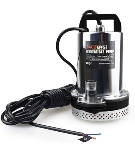 Pompa Sommergibile 12V 160W – Portata Max 6000 L/h, Pressione Max 9 M, Acciaio Inox, Per Laghetti, Acquacoltura, Irrigazione, Immersione Fino A 8 M