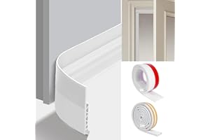 DOITSU Paraspifferi Porta Blindata Sottoporta 100 cm + Guarnizione per Porta Finestra Adesivo 200 cm Ingresso Anti Spifferi Antispifferi Sotto Porte Insonorizzazione Bianco Antispiffero Interna Scorrevole