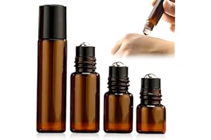 UIEXAY Roll On Huile Essentielle Vide, 8 pcs Flacon Roll On Vide, Avec Rouleau en Acier Inoxydable, Pour huiles, Parfums, Cosmétiques, Parfums, Massages(10 ml 5 ml 3 ml 2 ml)