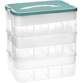 QWORK&reg; Storage Box with Lid, 3 Tiers Transparent Plastic Storage Boxes, Storage Box with Adjustable Compartments and Carrying