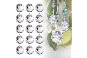CAEEKER 24 PCS Clear Crystal Ball Prisms K9 Crystal Sun Catcher Pendant Window Rainbow Suncatcher Hanging Crystal Chandelier Prism Rainbow Maker with Drilled Hole for Feng Shui Ornaments Decor (20mm)