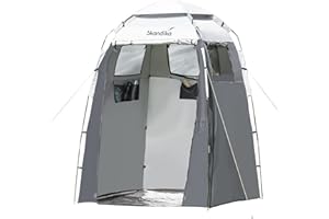 Tenda doccia da campeggio Skandika | altezza di 230 cm, rivestita d’argento, opaca, pavimento separato, 3 finestre copribili