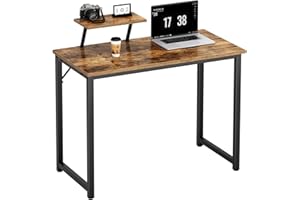 DlandHome - Mesa para ordenador (80 cm, con soporte de mesa de estudio/escritura para hogar/oficina, color marrón y negro, JK80