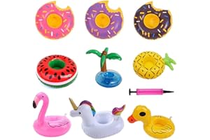 BESTZY 9PCS Gobelet Gonflable Flotteur, Porte Gobelet Gonflable Piscine, avec Pompe à Air Porte-Boisson Gonflable pour Summer Pool Party Deco