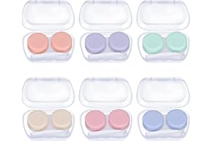 HAOHANEUP 6 Pack Contact Lens Cases, Portable Contact Lens Case with 6 Colors, Mini Eyes Contact Lens Container,Left/Right Eyes Contact Lens Box with Tweezers Wearing Stick for Contact Lens Removal Store