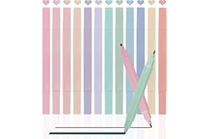 GLEEMEN Pastelowe flamastry do tekstu, 12 kolorów, markery do tekstu, pastelowe, do dziennika, biura, stacjonarnego (podwójna głowica)