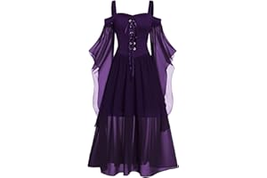 CHDIRNELY Medieval Costume Women,Gothic Clothes Renaissance Dress Plus Size UK Steampunk Corset Dress Fancy Dresses Long Maxi Dress Christmas Halloween Costumes