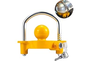 OFFOF Universal Trailer Hitch Security Adjustable Lock Tow Ball Coupler Fits 1-7/8", 2", 2-5/16" CouplersBoat Camper Accessories for Travel Trailers Heavy-Duty Steel Hitch Lock,Includes 2 Keys