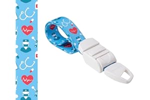ROLSELEY Medical Nurse Tourniquet with SKY BLUE MEDIC/NURSE/DOCTOR Pattern with ABS Plastic Buckle Latex Free Elastic Band Perfect for Doctors, Nurses, Students and Paramedics