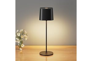 brightower Tischlampe Kabellose, Wiederaufladbar 3 Farben(3000-6000K) LED Tischleuchte,Dimmbare Akku Tischlampe Für Innen und Aussen mit USB-C,IP54 Wasserdichte Aluminium Tischleuchte (Schwarz)