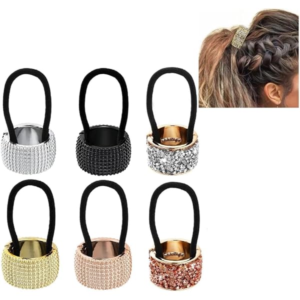 YISSION Glitzer-Haargummis Mit Strasssteinen – Elegante Haarbänder Für Dünnes & Dickes Haar – 4 Stück In Silber