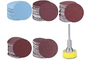 Treki Kit de 25MM Disques Abrasifs, 100 Pièces Disque de Ponçage de Grain 100 180 240 1500 3000 avec Tampon de 3MM pour Outil Rotatif Dremel Disque de Ponçage pour Fraisage Gravure Meulage