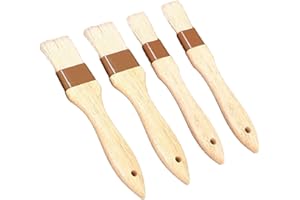 IUSOT 4pcs Pastry Brushes, Boar Bristle Basting Brush for BBQ, Oil, Egg Wash, and Marinade Sauce, Oil Brush for Cooking, Pastry, Baking, and Spreading Sauces (Small + Medium)