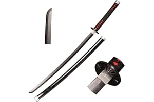 Skyward Blade Holz Cosplay Anime Schwert, Tanjirou Samurai Schwert, Spielzeug für Kinder, Anime-Fans, das Besondere Messer der Demon Slayer schwarz Samuraischwert